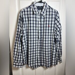 U.S. Polo Assn. Men's Navy and White Plaid Shirt